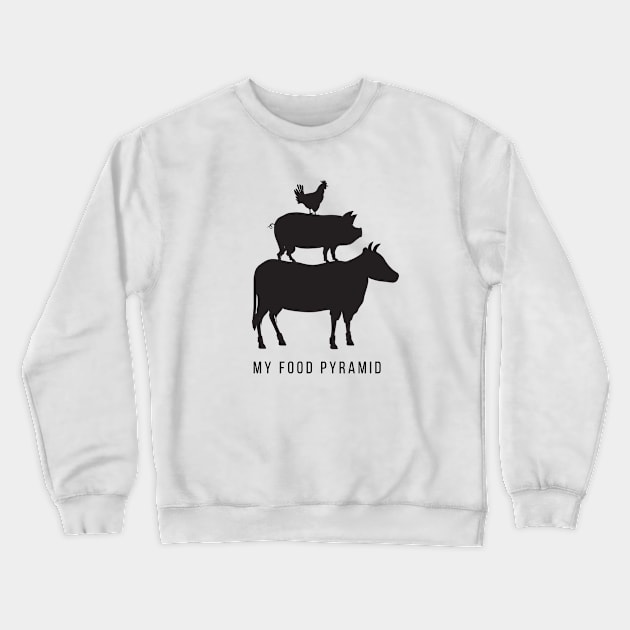 My Food Pyramid - Carnivore Diet Humour - Black Crewneck Sweatshirt by Autonomy Prints